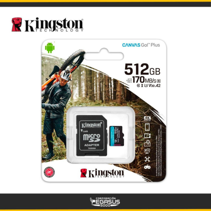 Memoria Flash microSDXC Kingston Canvas Go! Plus, 512GB con adaptador SD