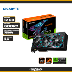 TARJETA DE VIDEO GIGABYTE AORUS GeForce RTX 5070 MASTER 12G, 12 GB GDDR7, PCIe Gen 5.0