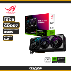 TARJETA DE VIDEO ASUS GEFORCE RTX 5070 TI ROG STRIX GAMING OC 16GB 3X FANS GDDR7 PCIE 5.0 (PN: 90YV0M90-M0AA00))
